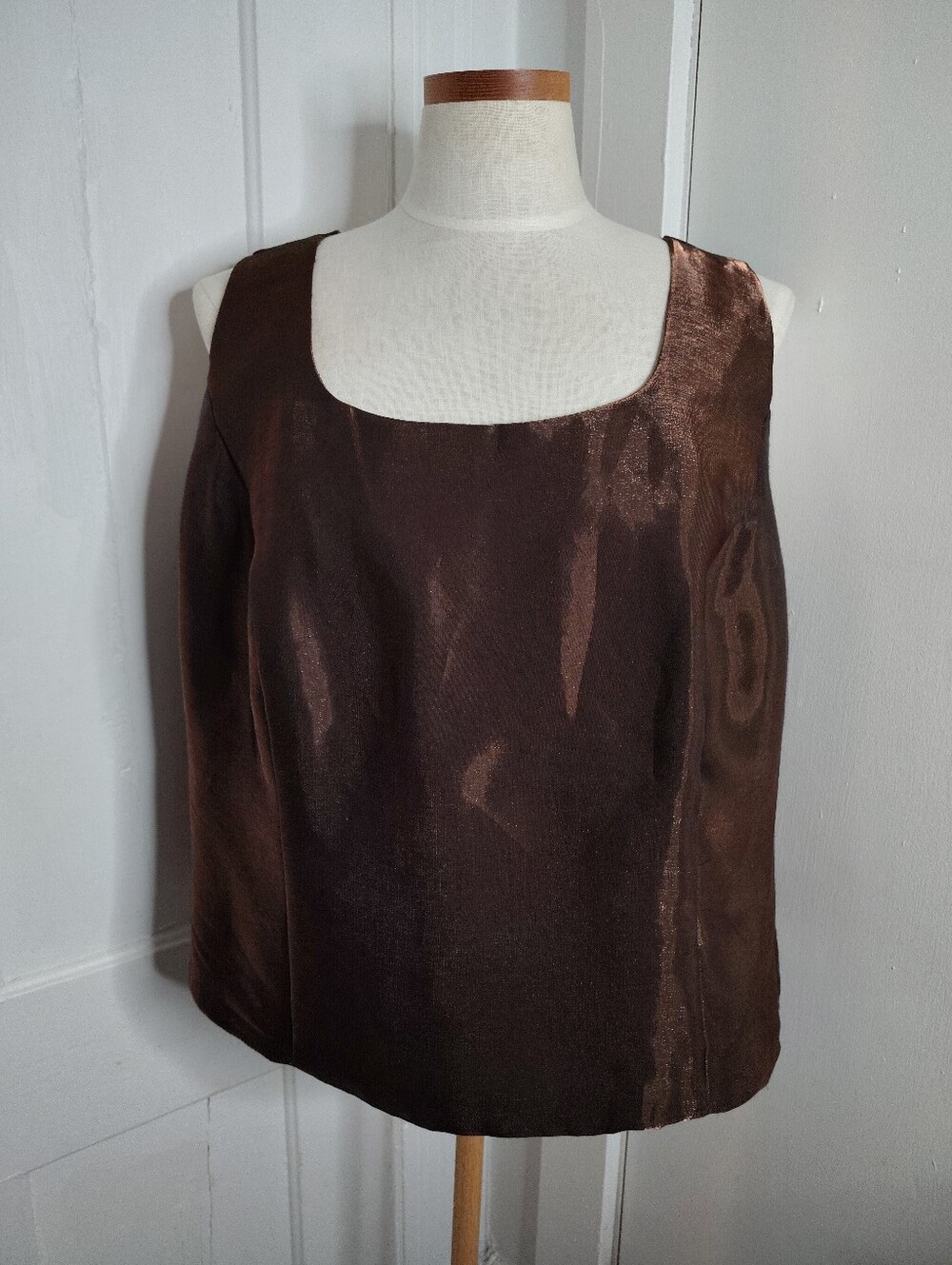 Vintage 90s/00s Dressbarn Collection Shimmery Bronze Sleeveless Blouse Womens 18